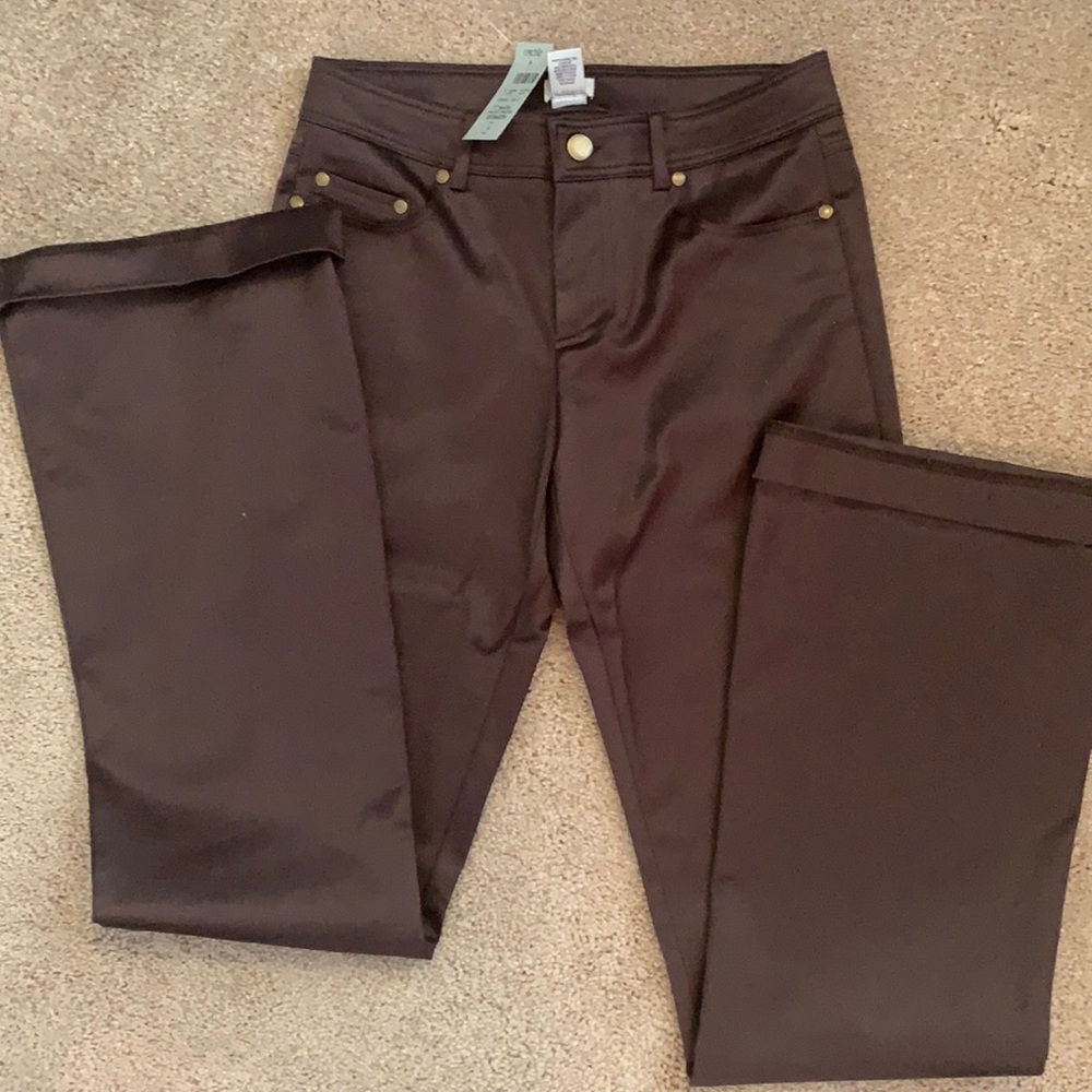NWT CACHE BROWN SATIN PANTS SIZE 0